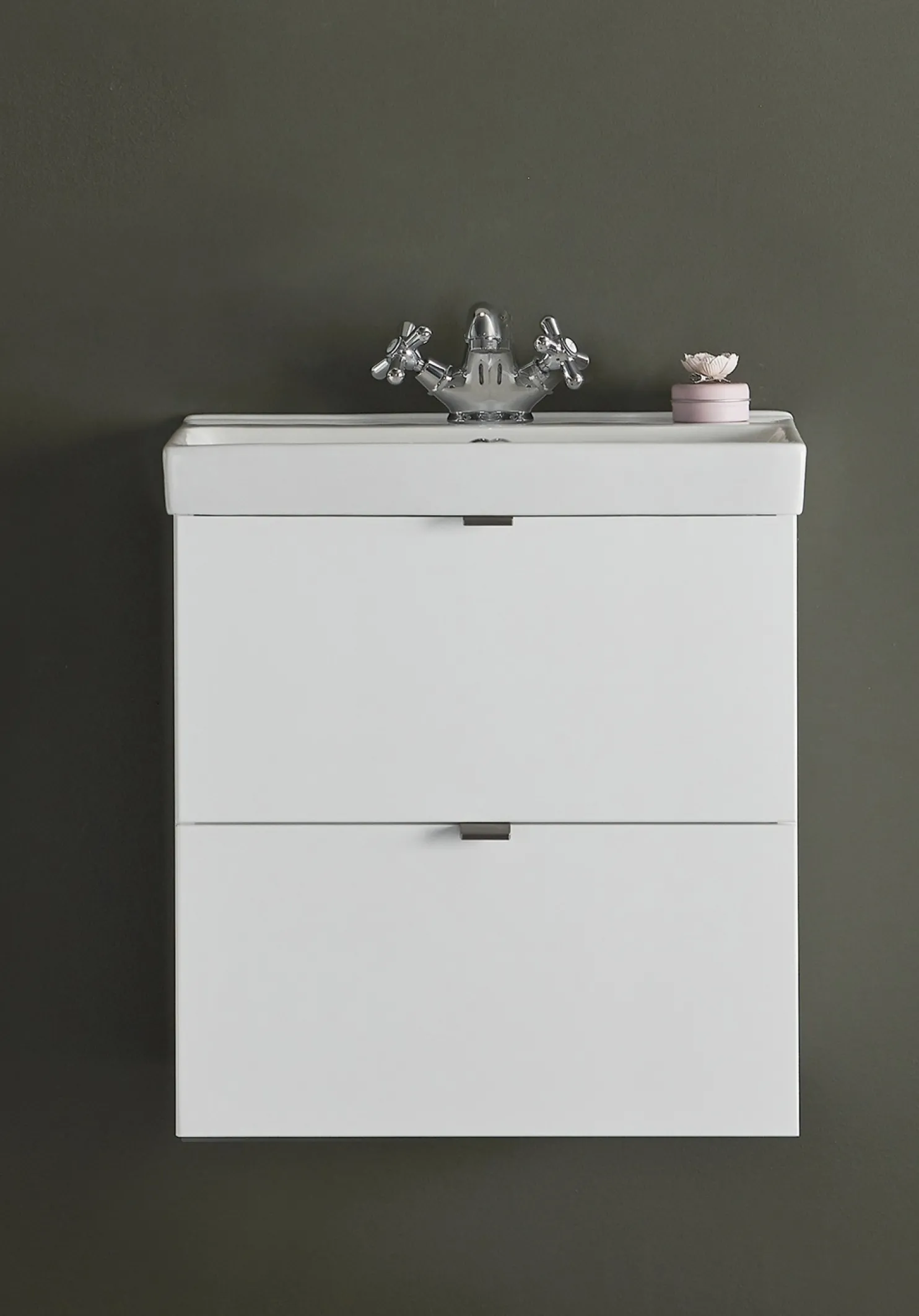 Allaskaappi altaalla Hafa Neat, 560x550mm, 2 laatikkoa, valkoinen