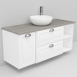 Allaskaappi ja Coast-allas Noro Flexline 165.3 1200 mm marmoritaso valkoinen kehysovi