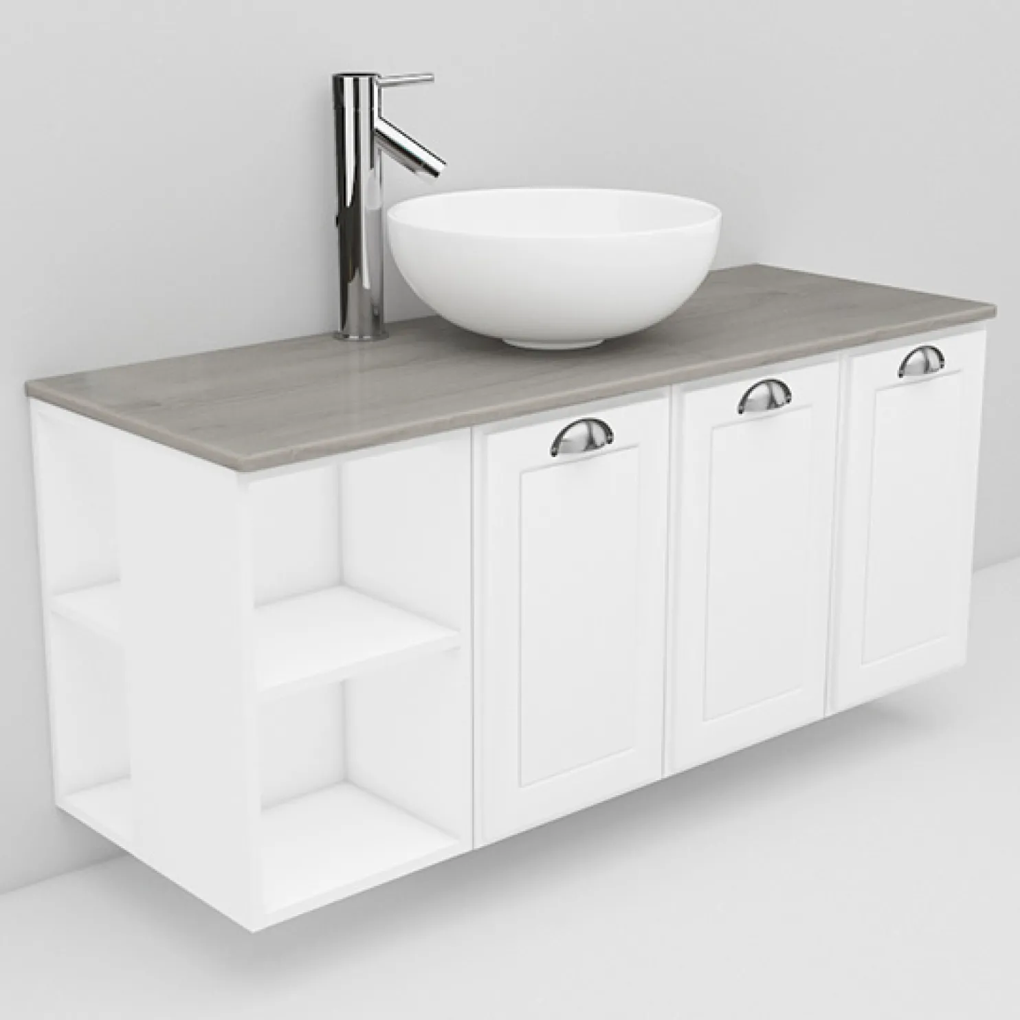 Allaskaappi ja Coast-allas Noro Flexline 141.3 1200 mm marmoritaso valkoinen kehysovi