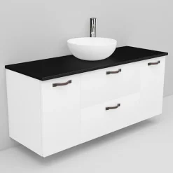 Allaskaappi ja Coast-allas Noro Flexline 160.1 musta taso 1200 mm valkoinen