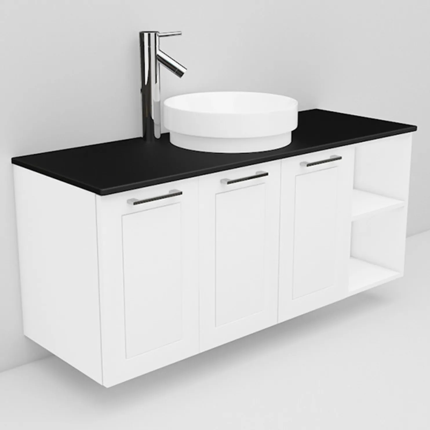 Allaskaappi ja Peak-allas Noro Flexline 135 1200 mm musta taso eri värejä