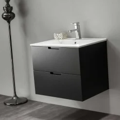 Allaskaappi pesualtaalla Bathlife Glädje, musta, eri kokoja