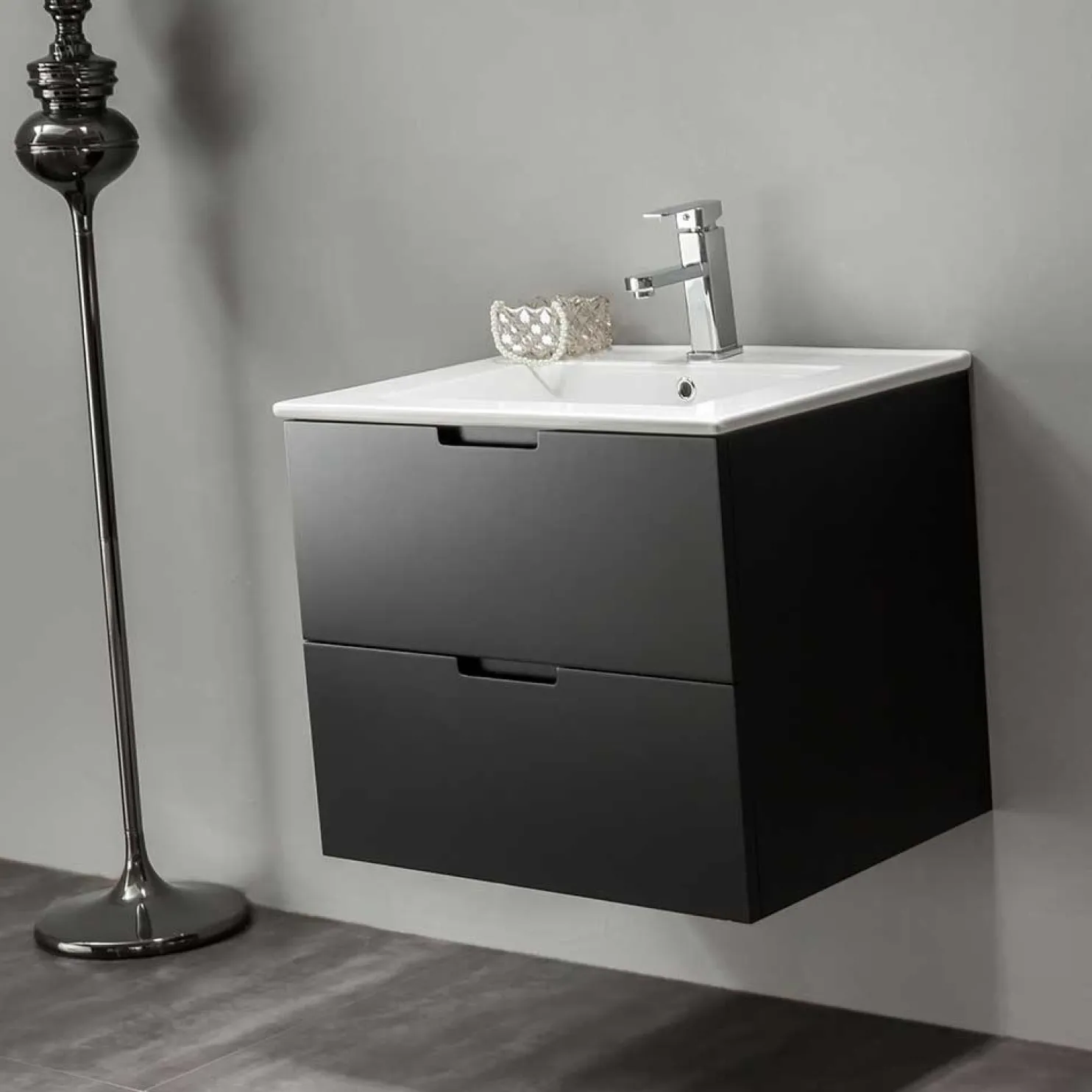 Allaskaappi pesualtaalla Bathlife Glädje, musta, eri kokoja