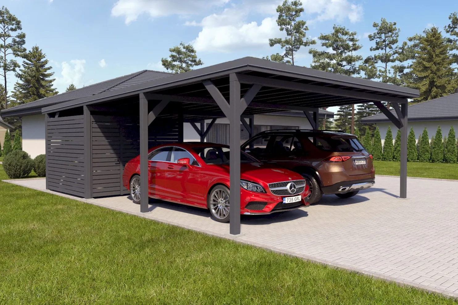 Autokatos Holzbrüder Ralf 52m2 pienellä varastolla
