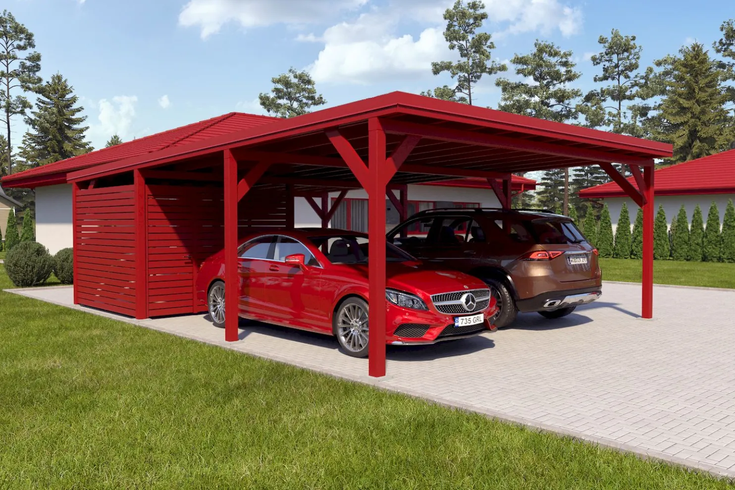 Autokatos Holzbrüder Ralf 52m2 pienellä varastolla