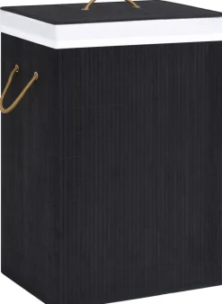 Bambu pyykkikori musta 72 l