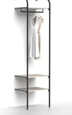 Eteisen säilytysjärjestelmä Mirror Line Nivo, tangolla ja hyllyillä, leveys 60cm, mittatilaus