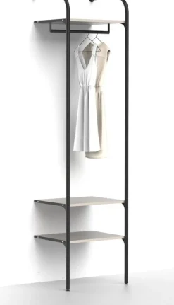 Eteisen säilytysjärjestelmä Mirror Line Nivo, tangolla ja hyllyillä, leveys 60cm, mittatilaus