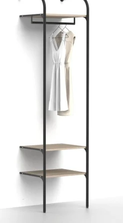 Eteisen säilytysjärjestelmä Mirror Line Nivo, tangolla ja hyllyillä, leveys 60cm, mittatilaus