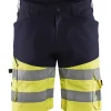 Huomioshortsit Blåkläder 1541 Highvis Stretch mariininsininen/huomiokeltainen