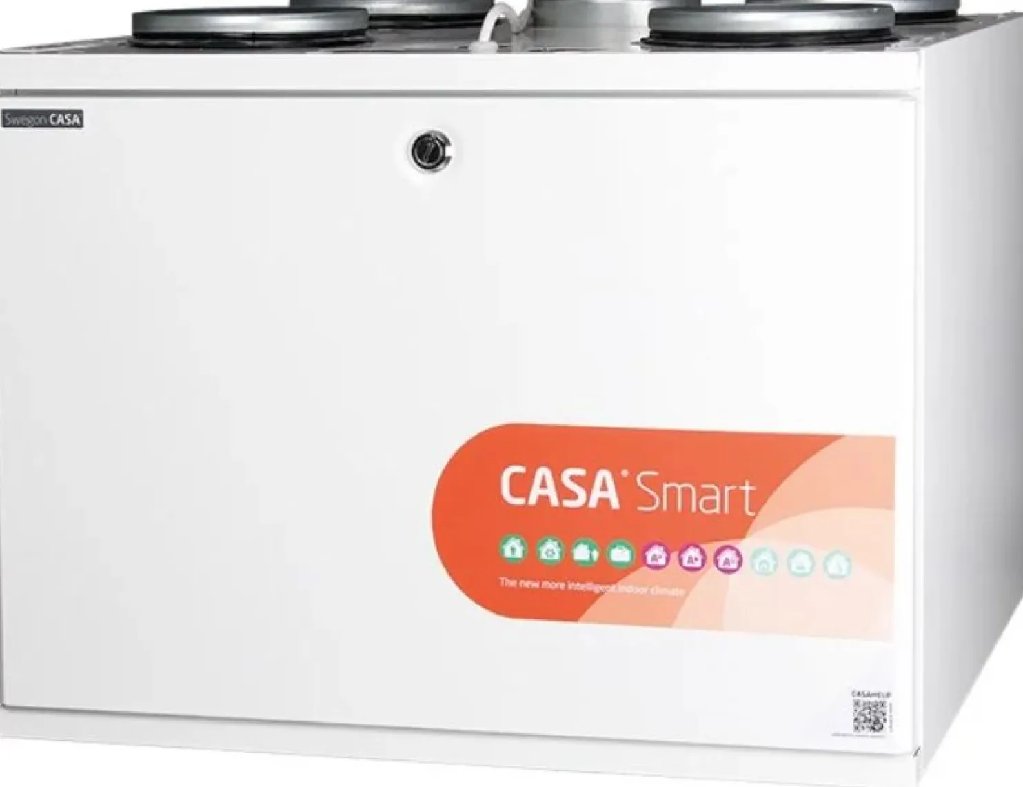 Ilmanvaihtokone lämmöntalteenotolla Swegon Casa W4 Smart xs Abp RH alle 100m2 10-100 l/s kosteutusautomatiikka eri kätisyyksiä
