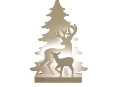 Joulusiluetti Nordic Winter poro 3D LED-valot paristokäyttöinen
