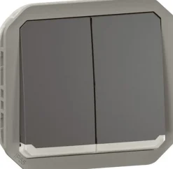 Kaksoismonitoimikytkin/-painikemekanismi Legrand Plexo 10 A IP55 merkkivalolla, antrasiitti
