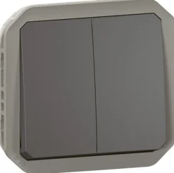 Kaksoismonitoimikytkin/-painikemekanismi Legrand Plexo 10 A IP55, antrasiitti