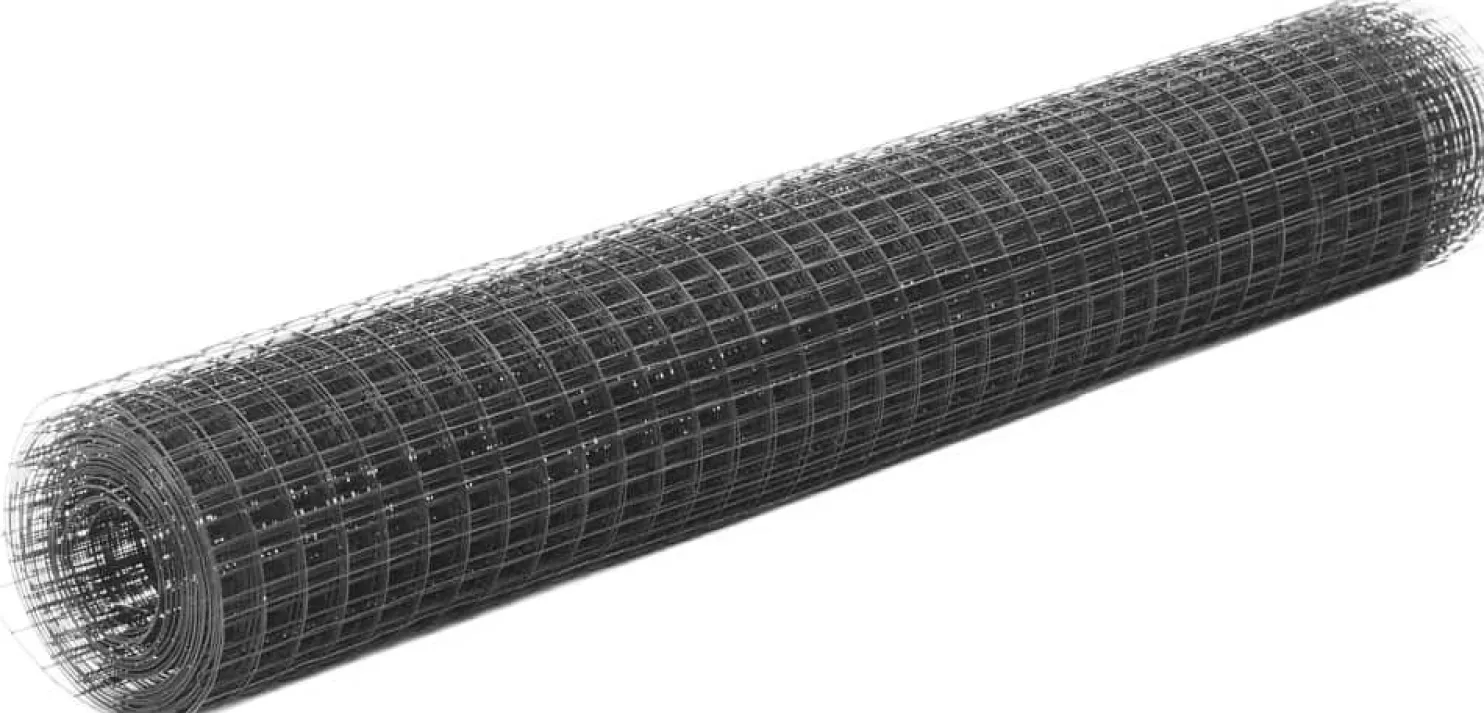 Kanaverkko 12x12mm teräs PVC pinnoitteella 25x1m harmaa
