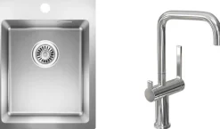 Keittiöallas Lapetek Luna-X 340-IFA 505x390mm rst + keittiöhana Lapetek Lino-A, APK-venttili, kromi