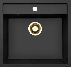 Keittiöallas Lavabo Jupiter 60, 556x526mm, komposiitti, musta, eri pohjaventtiilin värejä