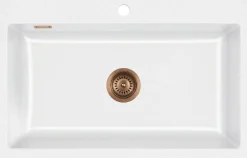 Keittiöallas Lavabo Mera 80, 800x510mm, keramiikka, valkoinen, eri pohjaventtiilin värejä