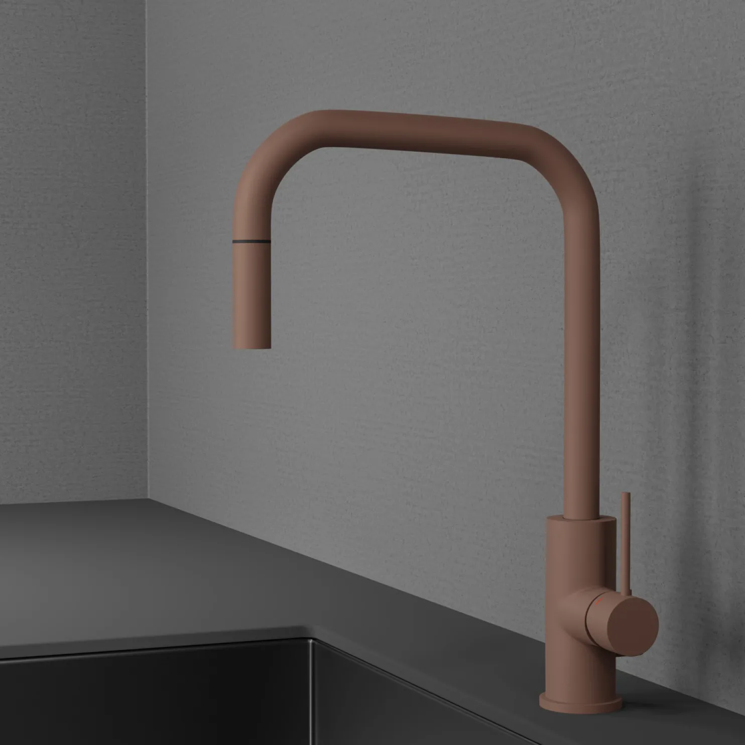 Keittiöhana Scandtap Steel Accent Square Rust D APK-liitäntä ulosvedettävä juoksuputki ruskea