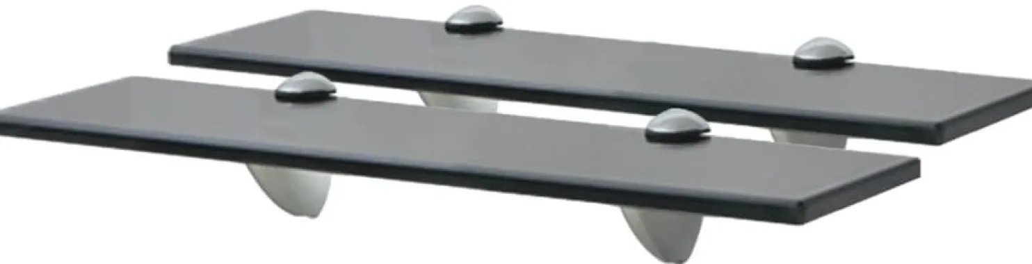 Kelluvat hyllyt, 2 kpl, lasi, 40x10 cm, 8 mm, musta