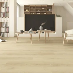 Kivikomposiittivinyylilankku DomusFlooring Kaukomielen kultapuu, integroitu askeläänieriste