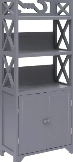 Kylpyhuoneen kaappi harmaa 46x24x116 cm keisaripuu