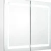 Kylpyhuoneen LED-peilikaappi, kiiltävä valkoinen, 80x12x68cm