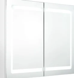 Kylpyhuoneen LED-peilikaappi, kiiltävä valkoinen, 80x12x68cm