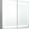 Kylpyhuoneen LED-peilikaappi, betoninharmaa, 80x12x68cm