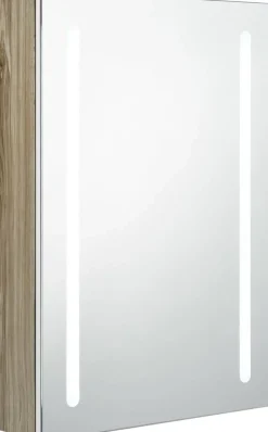 Kylpyhuoneen LED-peilikaappi, valkoinen ja tammi, 50x13x70cm