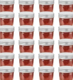 Lasiset hillopurkit hopean värisillä kansilla 24 kpl 110 ml