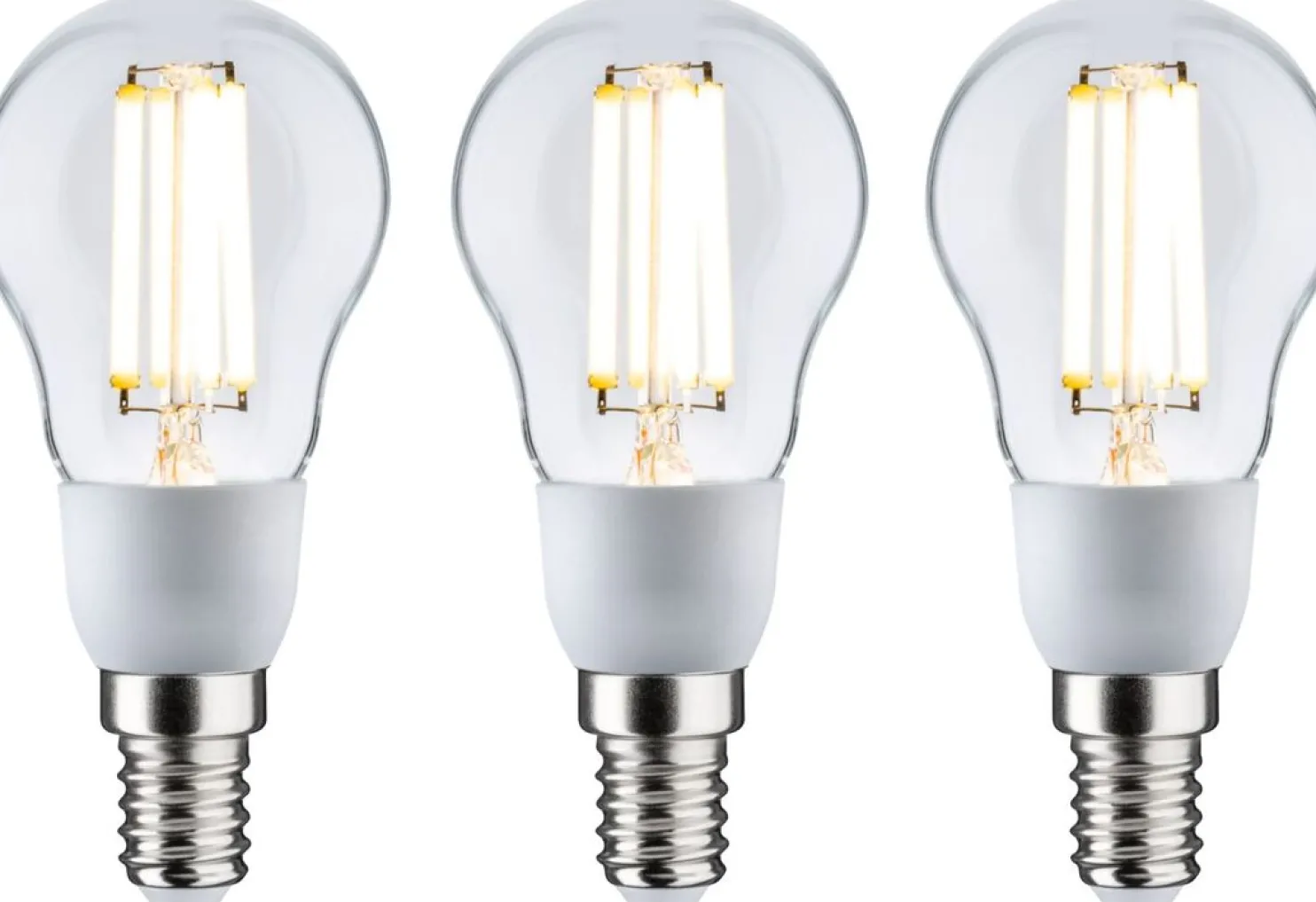 LED-filamenttilamppu Paulmann Eco-Line Drop, E14, 100mm, 525lm, 2.5W, 3000K, kirkas, 3kpl