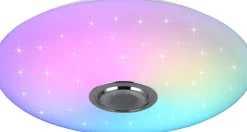 LED-kattovalaisin bluetooth-kaiuttimella Trio Musica Starlight RGBW 58cm valkoinen