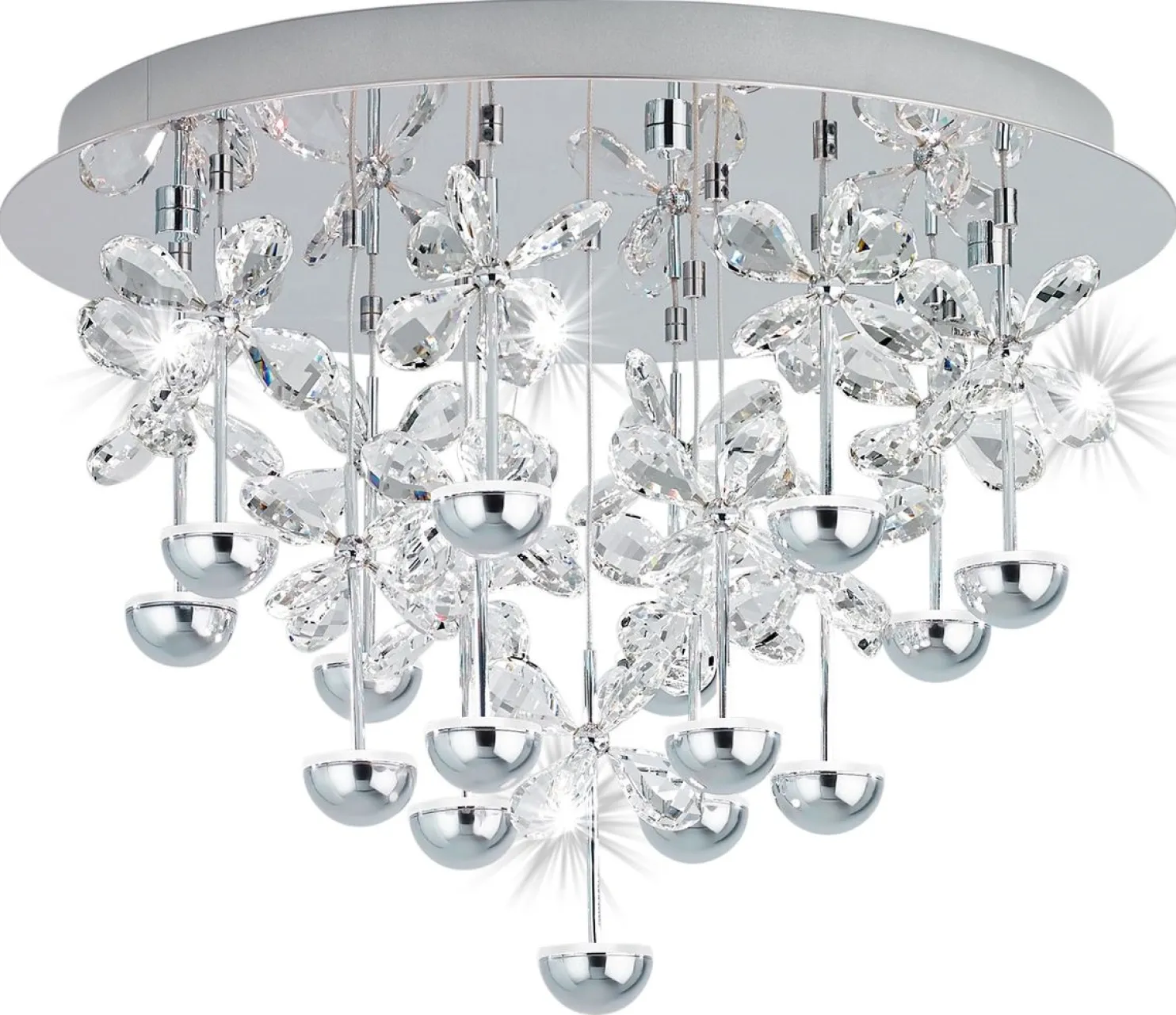 LED-Kattovalaisin Eglo Pianopoli Ø500mm kromi kristalli 39245