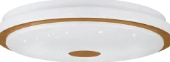 LED-Plafondi Eglo Lanciano 1 värivaihto + kaukosäädin valkoinen/puu eri kokoja