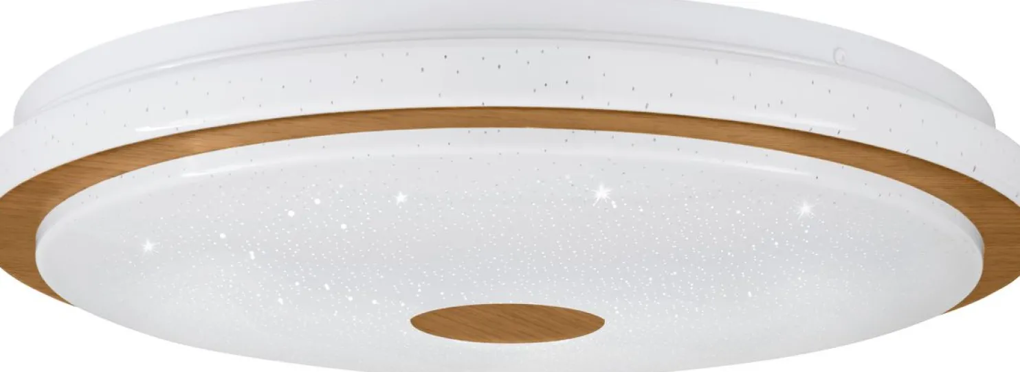LED-Plafondi Eglo Lanciano 1 värivaihto + kaukosäädin valkoinen/puu eri kokoja