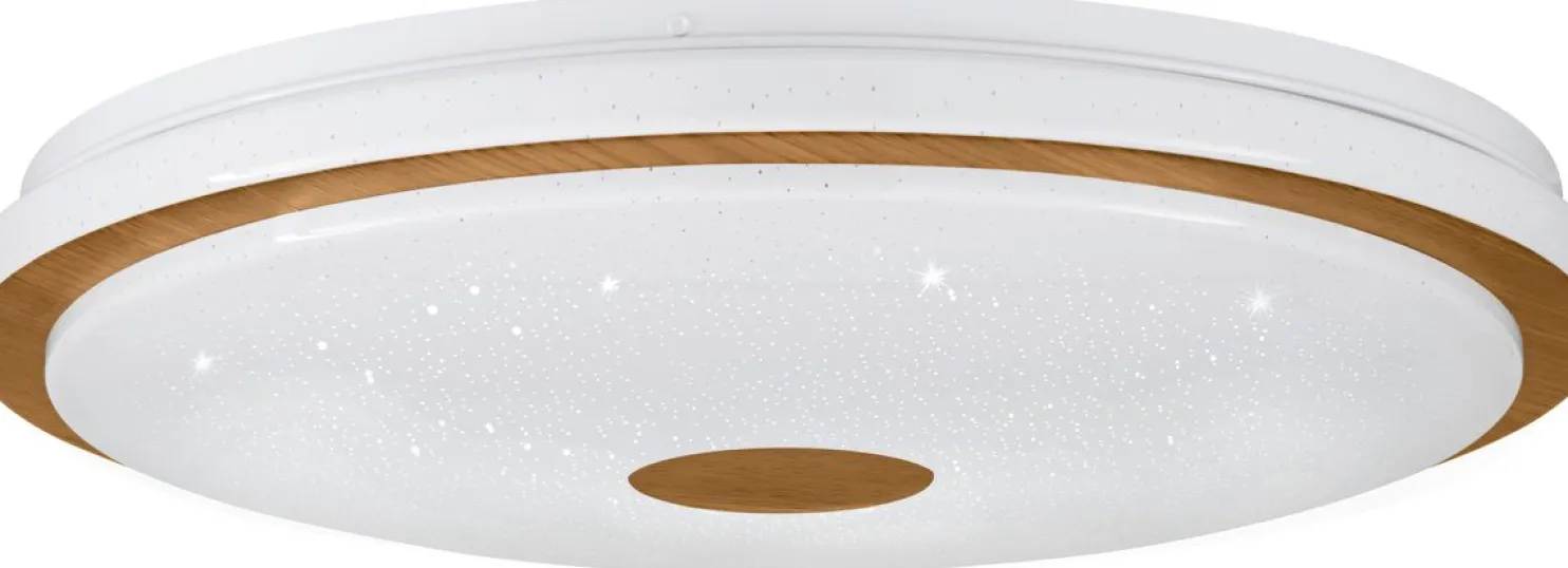 LED-Plafondi Eglo Lanciano 1 värivaihto + kaukosäädin valkoinen/puu eri kokoja