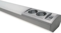 LED-työpistevalaisin Ensto Ami ALH122L550 9W/830/840 550 mm 2-osainen pistorasia + kytkin harmaa