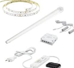 LED-valaisinsetti aamiaiskaappiin Limente ovitunnistin virtalähde 2m IP20 24V, eri vaihtoehtoja