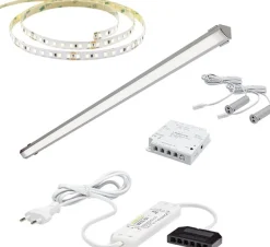 LED-valaisinsetti aamiaiskaappiin Limente ovitunnistin virtalähde 2m IP20 24V, eri vaihtoehtoja