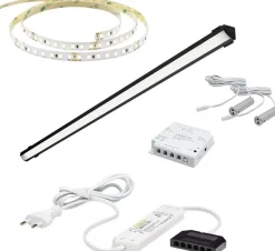 LED-valaisinsetti aamiaiskaappiin Limente ovitunnistin virtalähde 2m IP20 24V, eri vaihtoehtoja