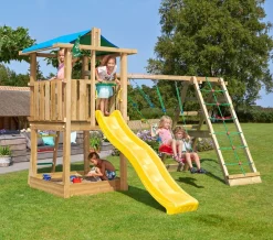 Leikkikeskus Jungle Gym Hut ja Climb Module X'tra sis. liukumäen