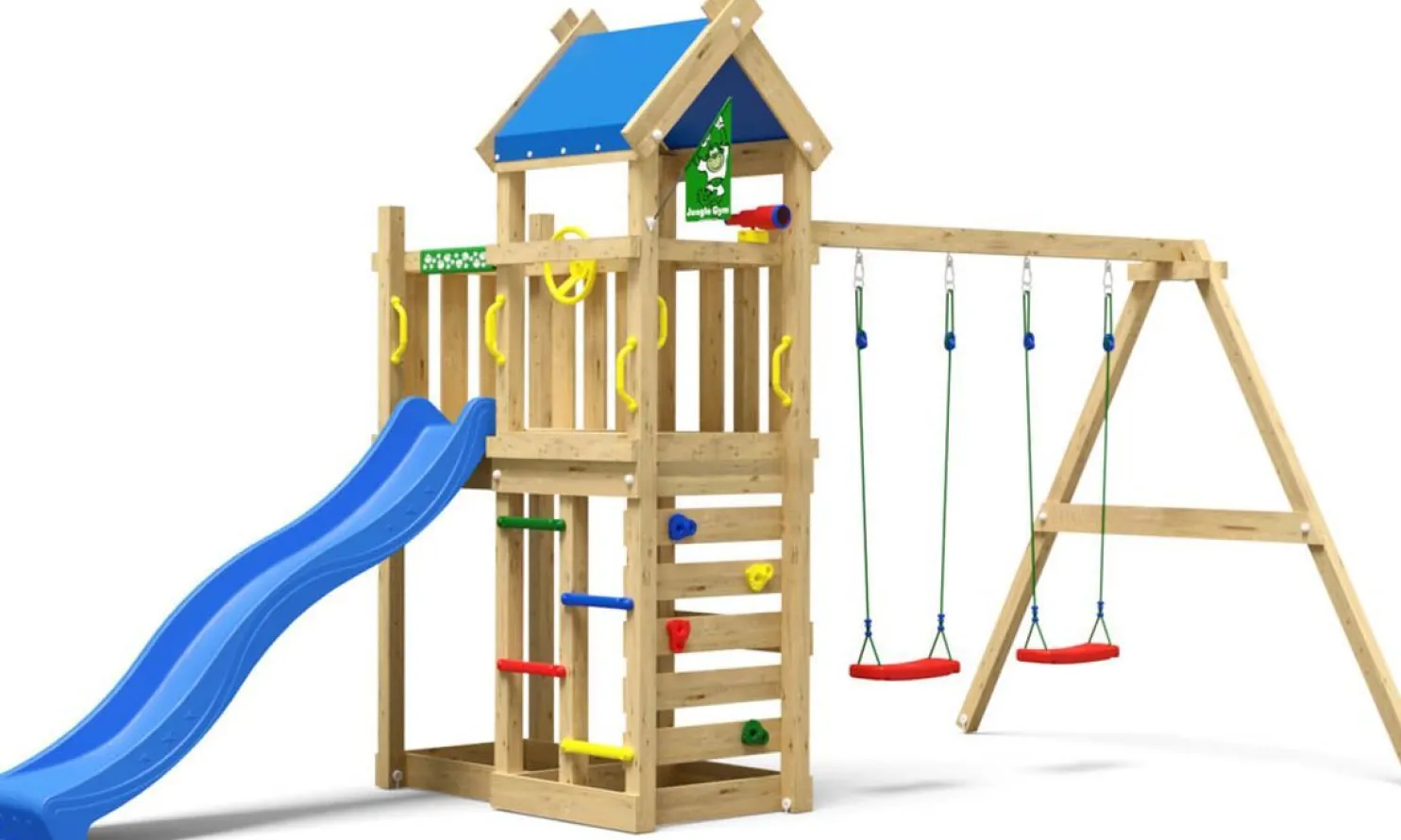 Leikkitornikokonaisuus Jungle Gym Nomad, 2-Swing Module 200, liukumäki