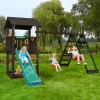 Leikkitornikokonaisuus Jungle Gym Casa 2.1, 2-Climb Module 220, mustaksi petsattu, tummanvihreä liukumäki