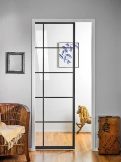 Liukuovi seinän sisään Stella Pocket Door M10 ristikko 1025x2040mm musta
