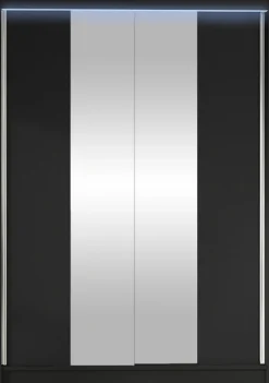 Liukuovivaatekaappi Nomla LINO II, LED-valaistuksella, peilillä, 120x200cm