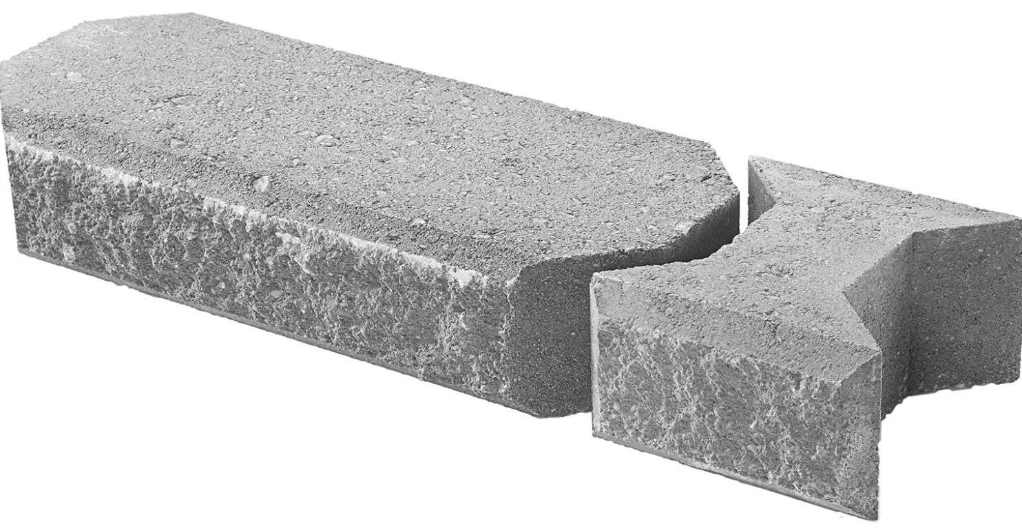Lohkokansikivi Lakka 480x200x100 mm ja 80x200x100 mm harmaa