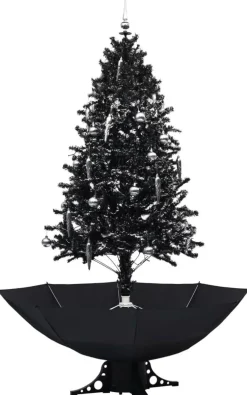 Lunta satava joulukuusi sateenvarjopohjalla, musta, 190cm, PVC