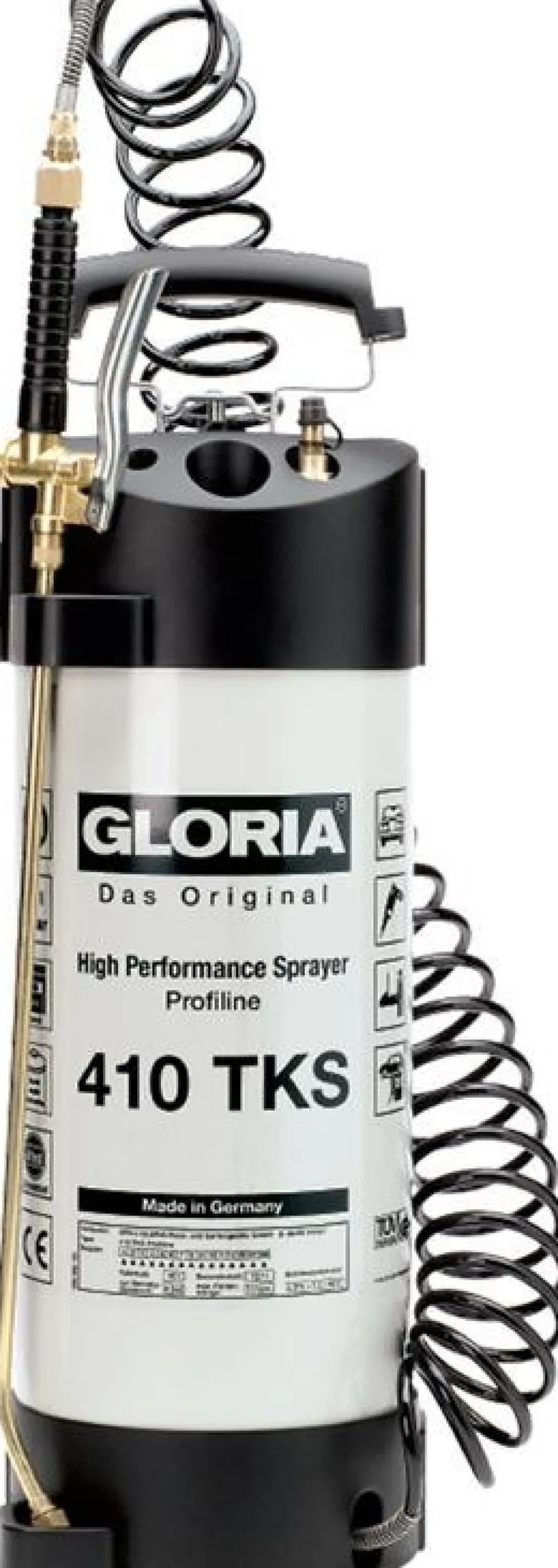 Paineruisku Gloria 410 TKS Profiline 10L öljyn-/liuottimienkestävä + spiraaliletku paineilmaliitin