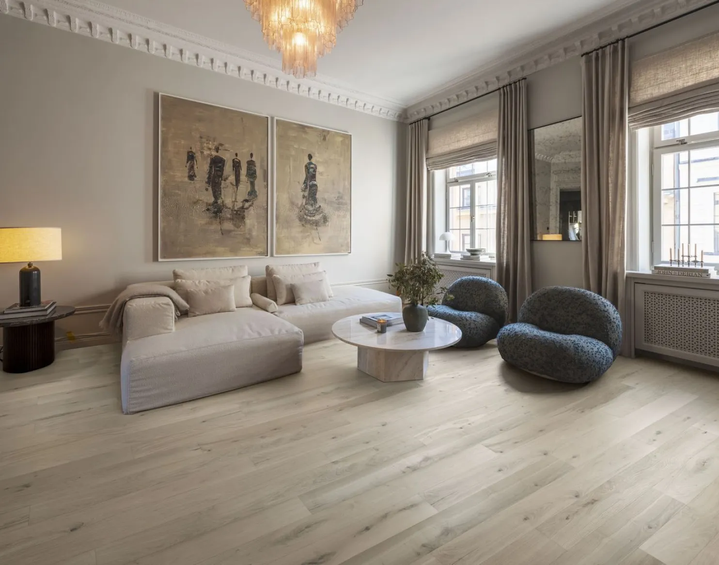 Parketti Kährs Beyond Retro Tammi Loft White 1S ultramattalakattu harjattu